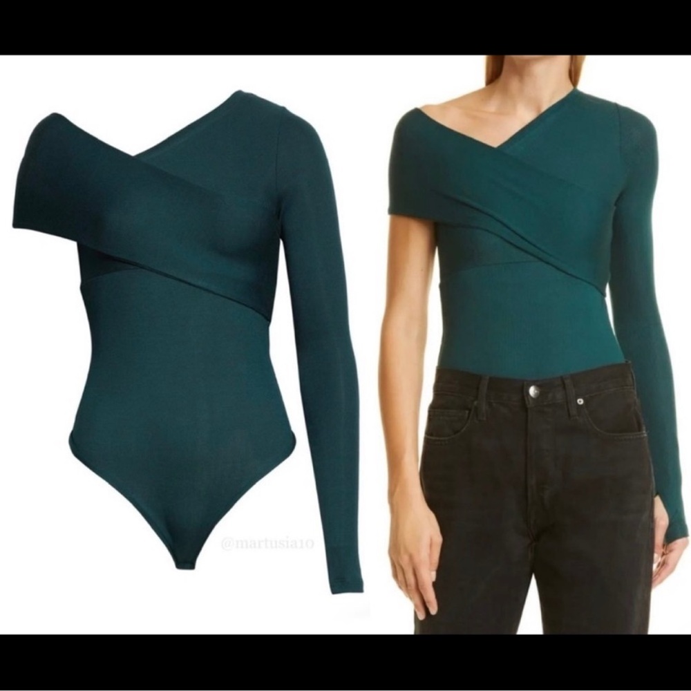 ALIX NYC Teal Asymmetrical Bodysuit XS